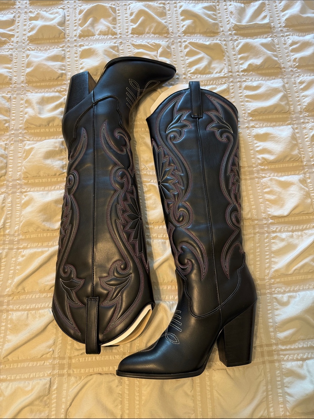 Steve Madden LASSO Tall Western Whipstitch Boots - Picture 2 of 6